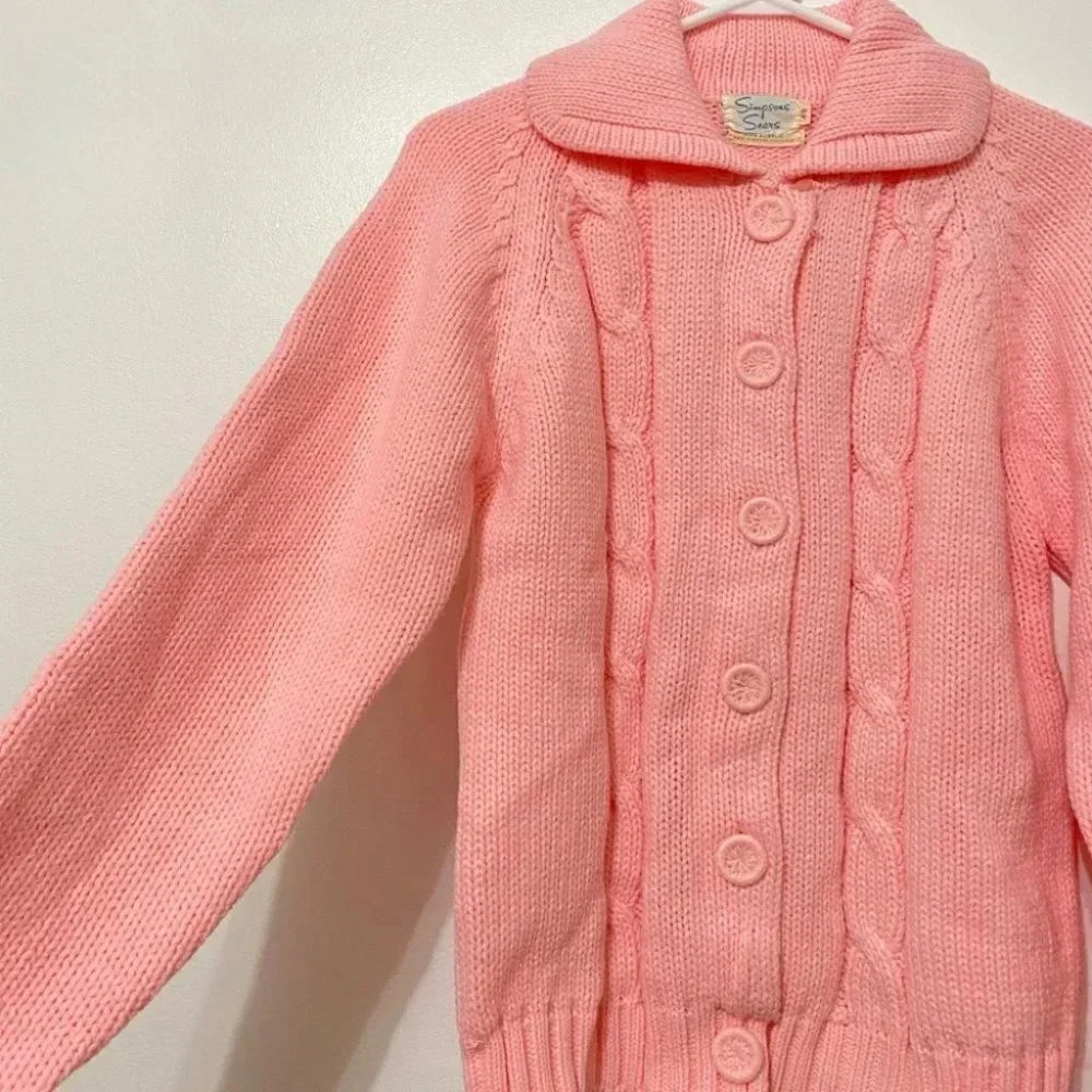 Vintage - 1960s Simpsons for Sears Pastel Pink Knit Sweater - Picture 8 of 11